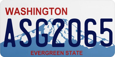 WA license plate ASG2065