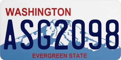 WA license plate ASG2098