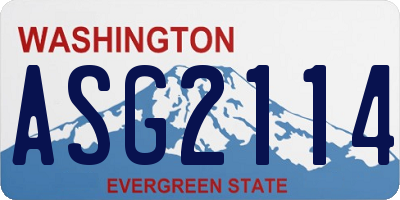 WA license plate ASG2114