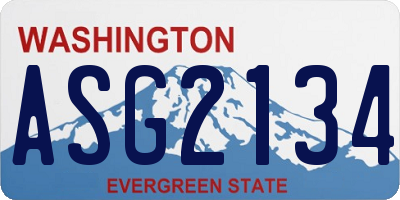 WA license plate ASG2134