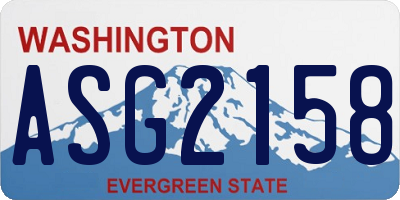 WA license plate ASG2158
