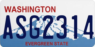 WA license plate ASG2314