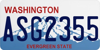 WA license plate ASG2355