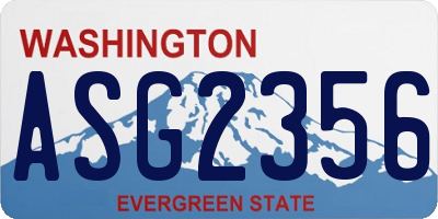 WA license plate ASG2356
