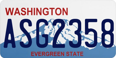 WA license plate ASG2358