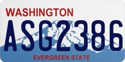 WA license plate ASG2386