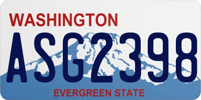 WA license plate ASG2398