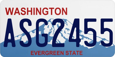 WA license plate ASG2455