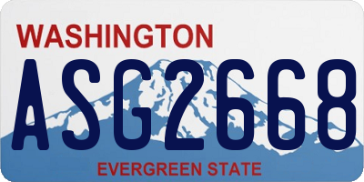 WA license plate ASG2668