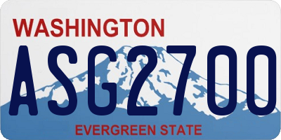 WA license plate ASG2700