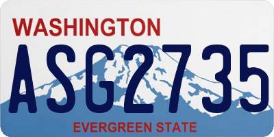 WA license plate ASG2735