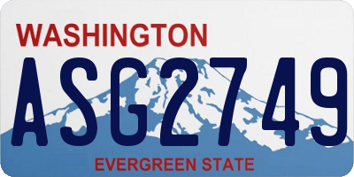 WA license plate ASG2749