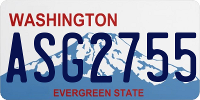 WA license plate ASG2755