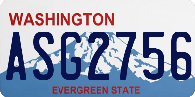 WA license plate ASG2756