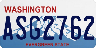 WA license plate ASG2762