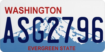 WA license plate ASG2796
