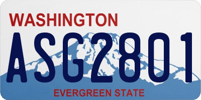 WA license plate ASG2801