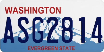 WA license plate ASG2814