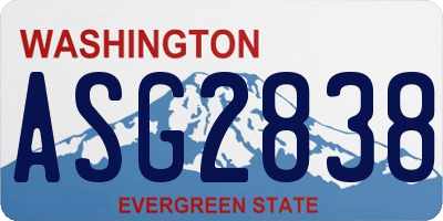 WA license plate ASG2838