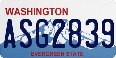 WA license plate ASG2839