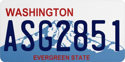 WA license plate ASG2851