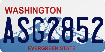 WA license plate ASG2852