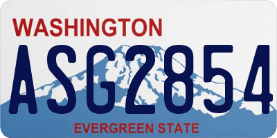 WA license plate ASG2854