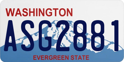 WA license plate ASG2881