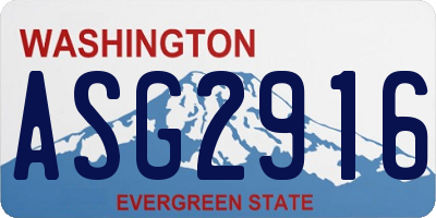 WA license plate ASG2916