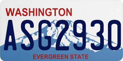 WA license plate ASG2930