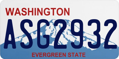 WA license plate ASG2932