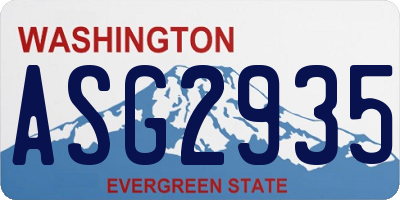 WA license plate ASG2935