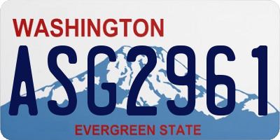 WA license plate ASG2961