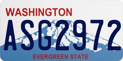 WA license plate ASG2972