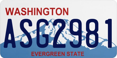 WA license plate ASG2981