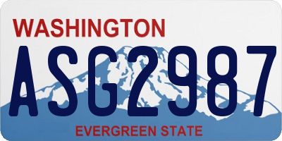 WA license plate ASG2987