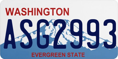 WA license plate ASG2993