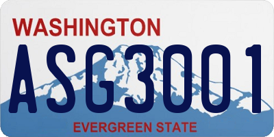 WA license plate ASG3001