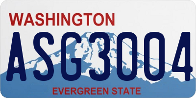 WA license plate ASG3004