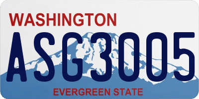WA license plate ASG3005