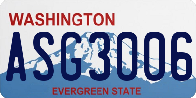 WA license plate ASG3006