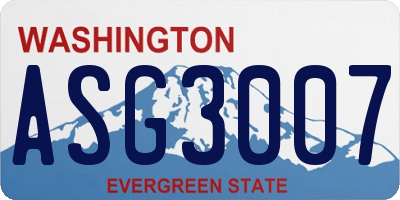 WA license plate ASG3007