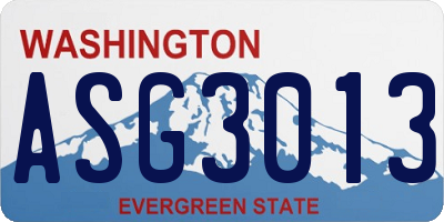 WA license plate ASG3013