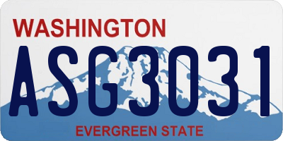 WA license plate ASG3031
