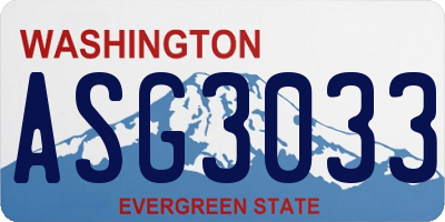 WA license plate ASG3033