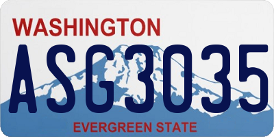 WA license plate ASG3035