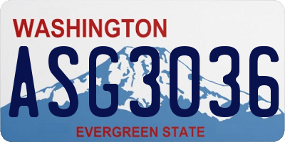 WA license plate ASG3036