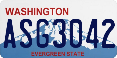 WA license plate ASG3042