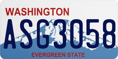 WA license plate ASG3058