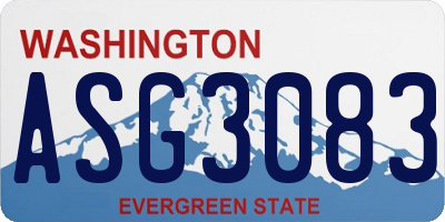 WA license plate ASG3083